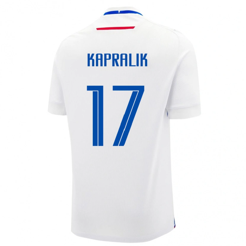 Danxen Børn Slovakiet Adrian Kapralik #17 Hvid Udebane Spillertrøjer 24-26 Trøje T-Shirt