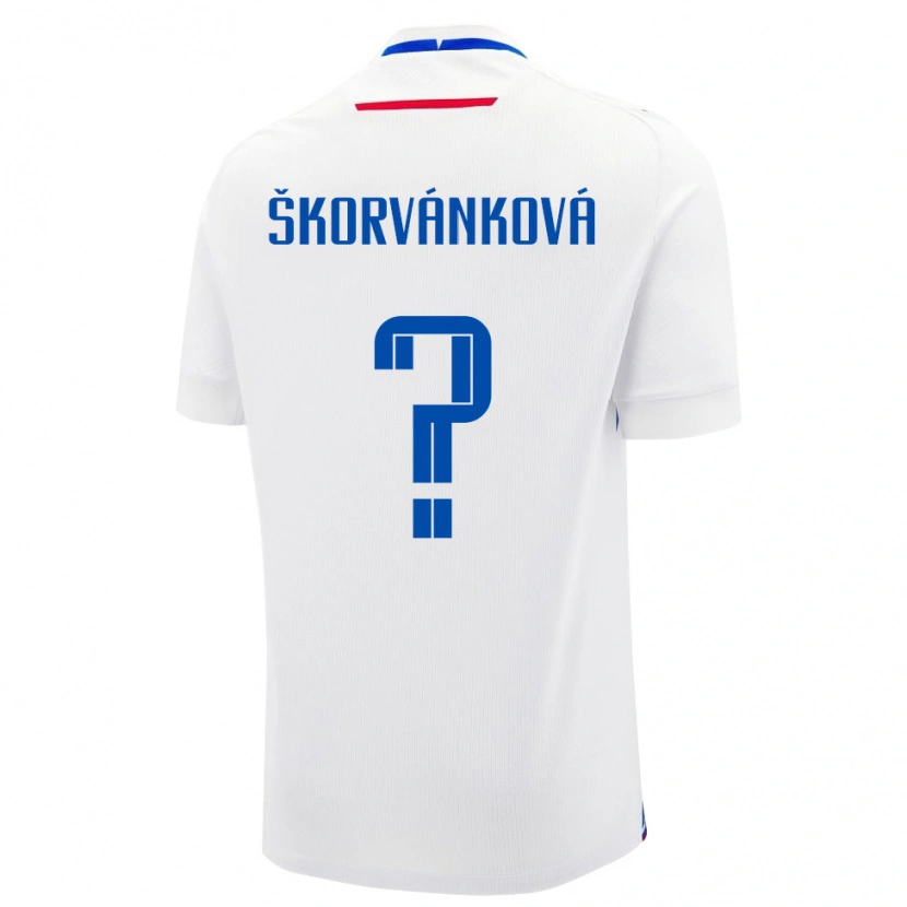 Danxen Børn Slovakiet Dominika Škorvánková #0 Hvid Udebane Spillertrøjer 24-26 Trøje T-Shirt