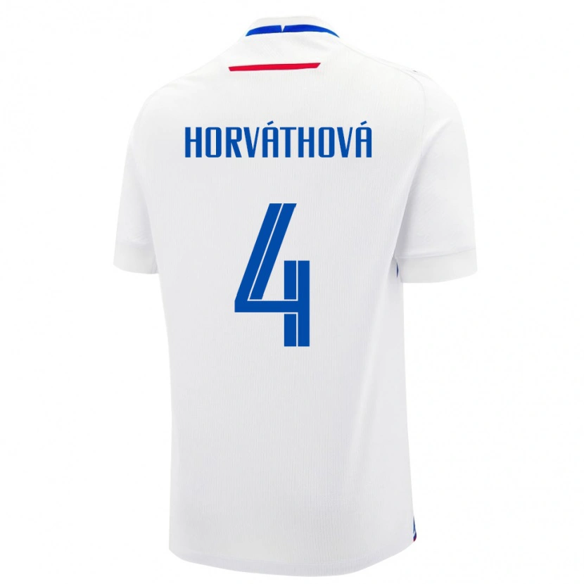 Danxen Børn Slovakiet Andrea Horváthová #4 Hvid Udebane Spillertrøjer 24-26 Trøje T-Shirt