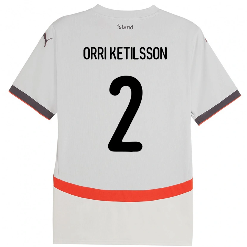 Danxen Børn Island Ketill Orri Ketilsson #2 Hvid Udebane Spillertrøjer 24-26 Trøje T-Shirt