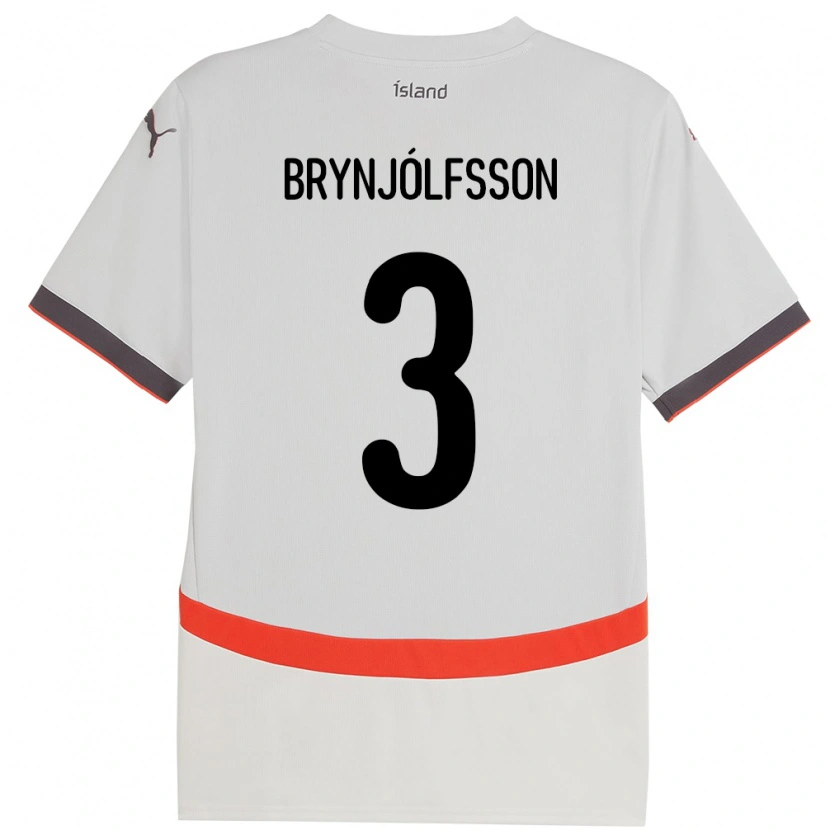 Danxen Børn Island Bjarni Gudjón Brynjólfsson #3 Hvid Udebane Spillertrøjer 24-26 Trøje T-Shirt