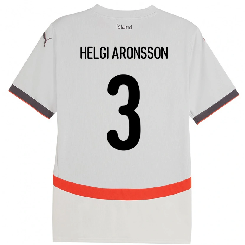 Danxen Børn Island Davíd Helgi Aronsson #3 Hvid Udebane Spillertrøjer 24-26 Trøje T-Shirt