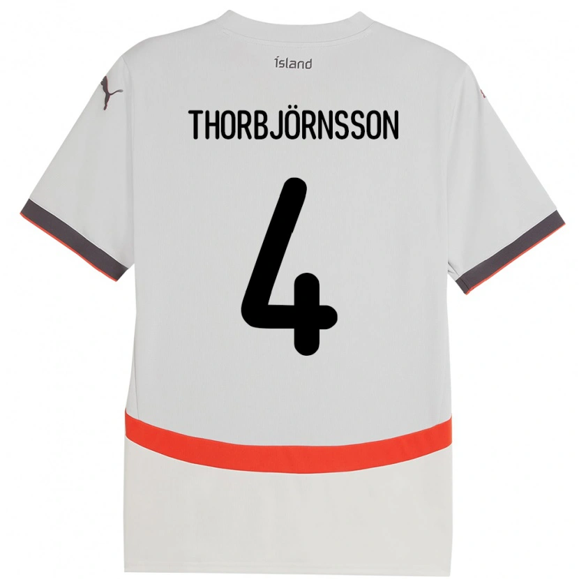 Danxen Børn Island Thorri Stefán Thorbjörnsson #4 Hvid Udebane Spillertrøjer 24-26 Trøje T-Shirt