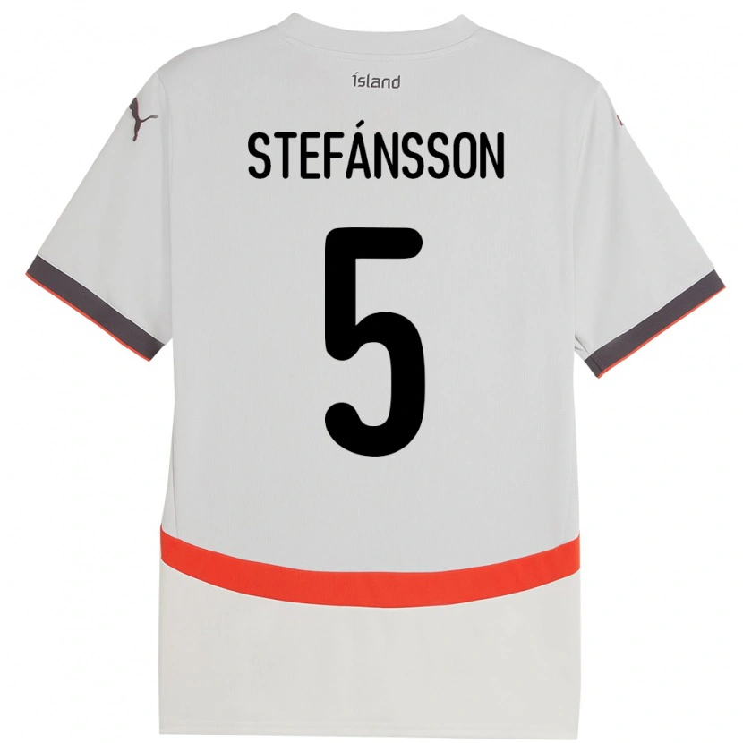 Danxen Børn Island Sölvi Stefánsson #5 Hvid Udebane Spillertrøjer 24-26 Trøje T-Shirt