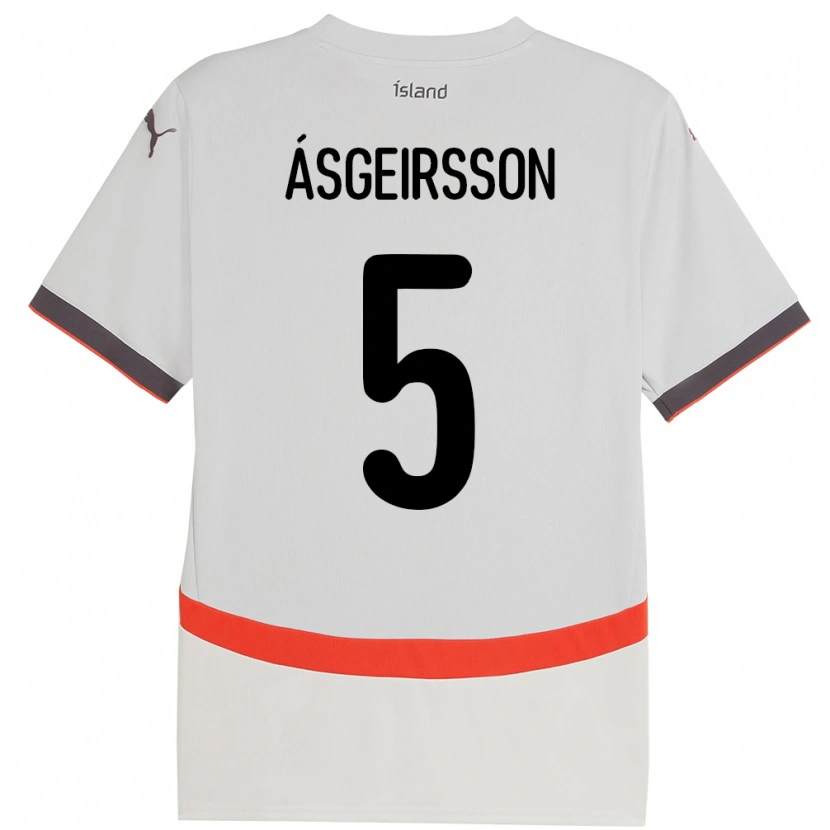 Danxen Børn Island Sölvi Snaer Ásgeirsson #5 Hvid Udebane Spillertrøjer 24-26 Trøje T-Shirt