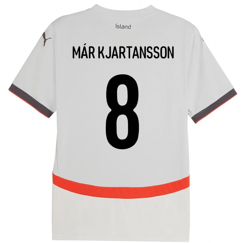 Danxen Børn Island Kjartan Már Kjartansson #8 Hvid Udebane Spillertrøjer 24-26 Trøje T-Shirt