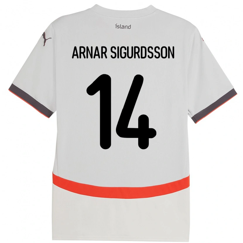 Danxen Børn Island Jón Arnar Sigurdsson #14 Hvid Udebane Spillertrøjer 24-26 Trøje T-Shirt