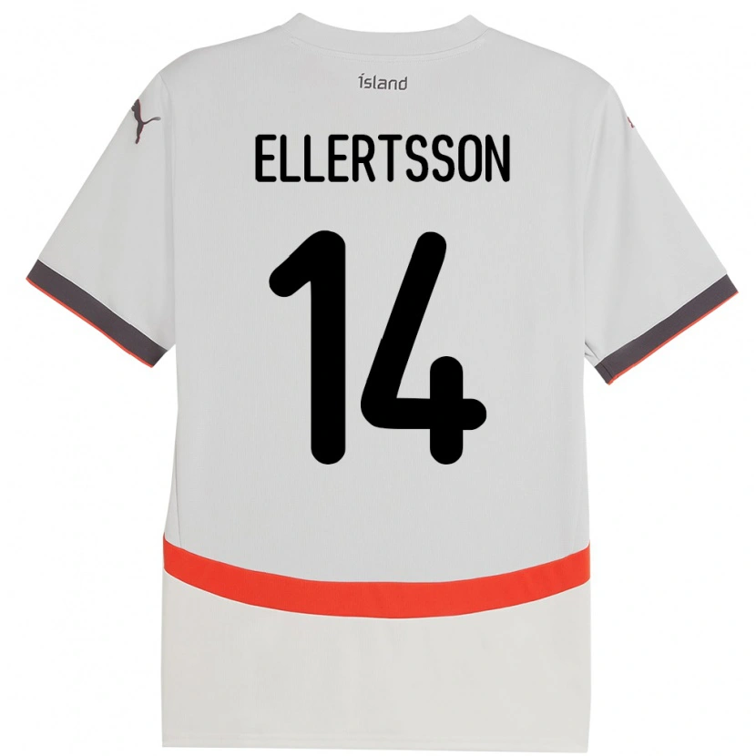 Danxen Børn Island Styrmir Jóhann Ellertsson #14 Hvid Udebane Spillertrøjer 24-26 Trøje T-Shirt