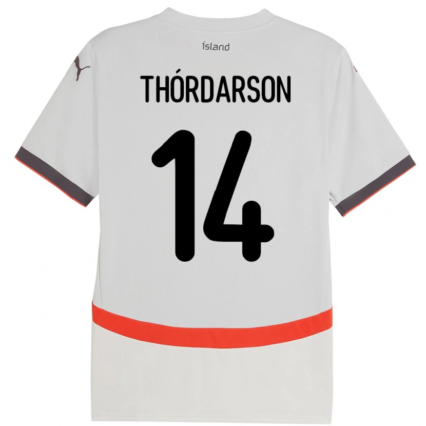 Danxen Børn Island Ódinn Sturla Thórdarson #14 Hvid Udebane Spillertrøjer 24-26 Trøje T-Shirt