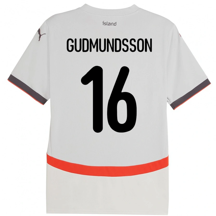 Danxen Børn Island Jón Breki Gudmundsson #16 Hvid Udebane Spillertrøjer 24-26 Trøje T-Shirt