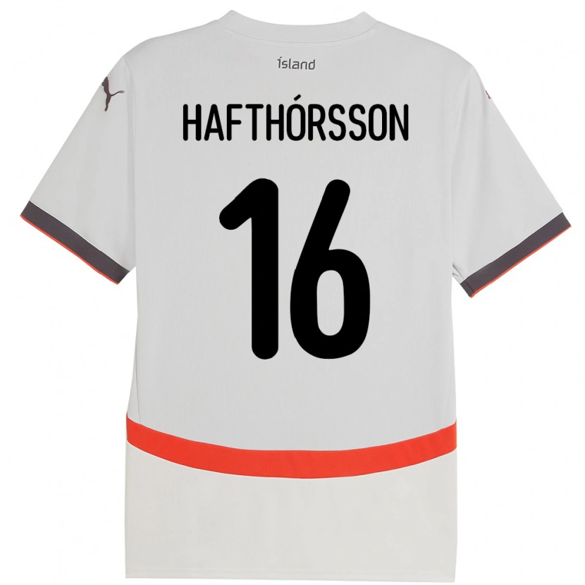 Danxen Børn Island Gestur Alexander Hafthórsson #16 Hvid Udebane Spillertrøjer 24-26 Trøje T-Shirt