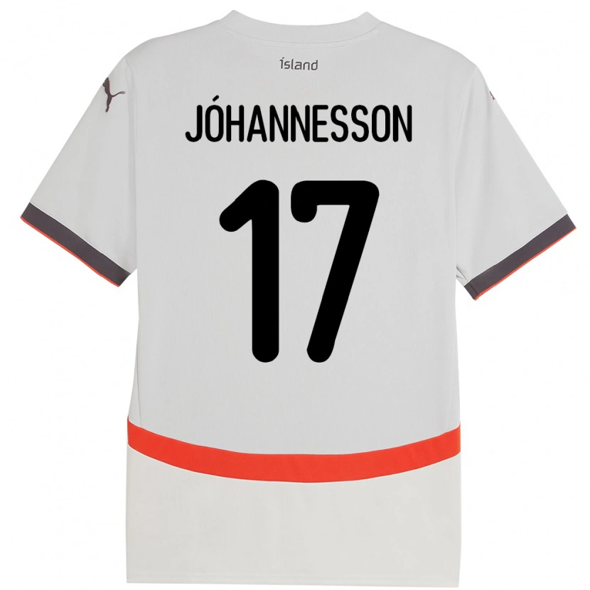 Danxen Børn Island Daniel Jóhannesson #17 Hvid Udebane Spillertrøjer 24-26 Trøje T-Shirt