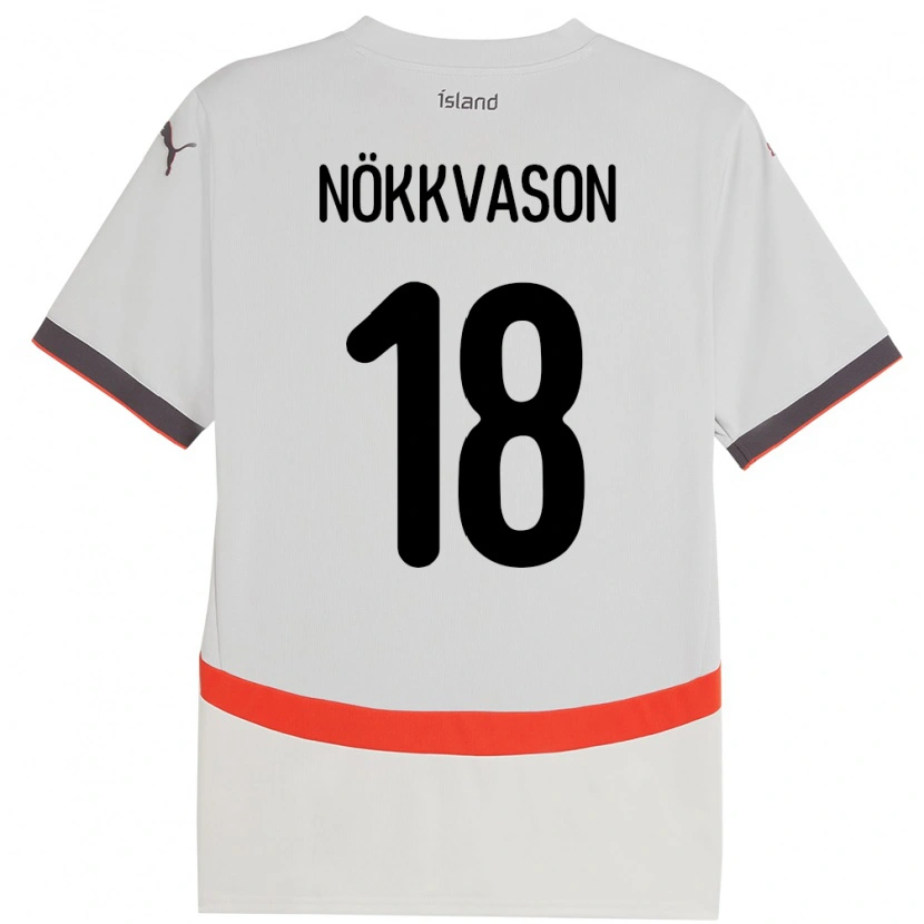 Danxen Børn Island Gudmundur Baldvin Nökkvason #18 Hvid Udebane Spillertrøjer 24-26 Trøje T-Shirt