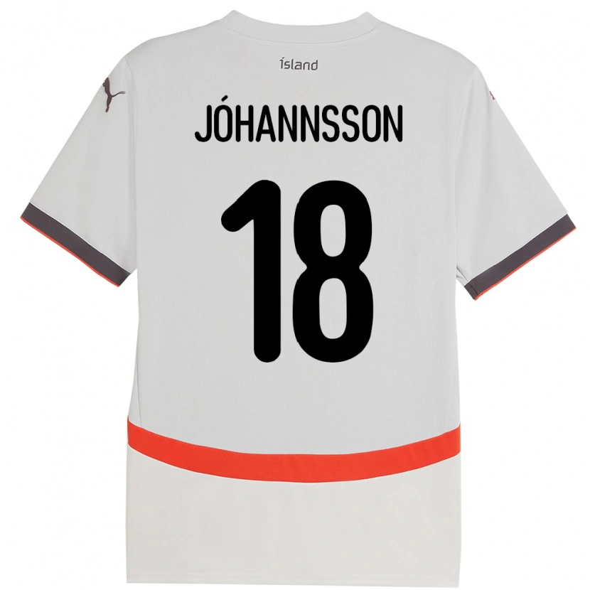 Danxen Børn Island Helgi Jóhannsson #18 Hvid Udebane Spillertrøjer 24-26 Trøje T-Shirt