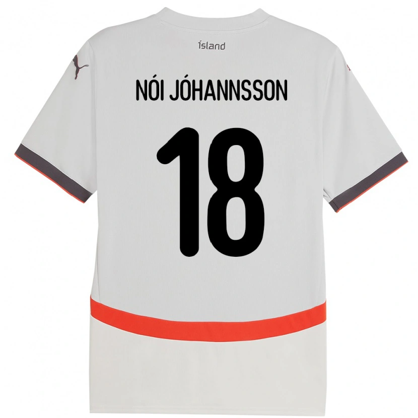 Danxen Børn Island Sigurdur Nói Jóhannsson #18 Hvid Udebane Spillertrøjer 24-26 Trøje T-Shirt