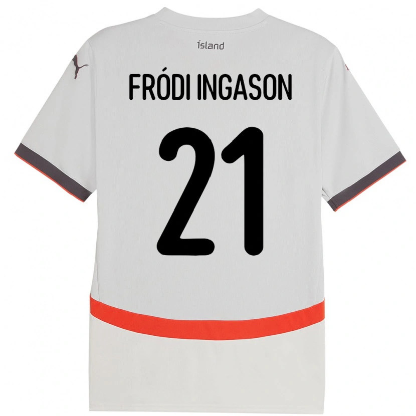 Danxen Børn Island Helgi Fródi Ingason #21 Hvid Udebane Spillertrøjer 24-26 Trøje T-Shirt