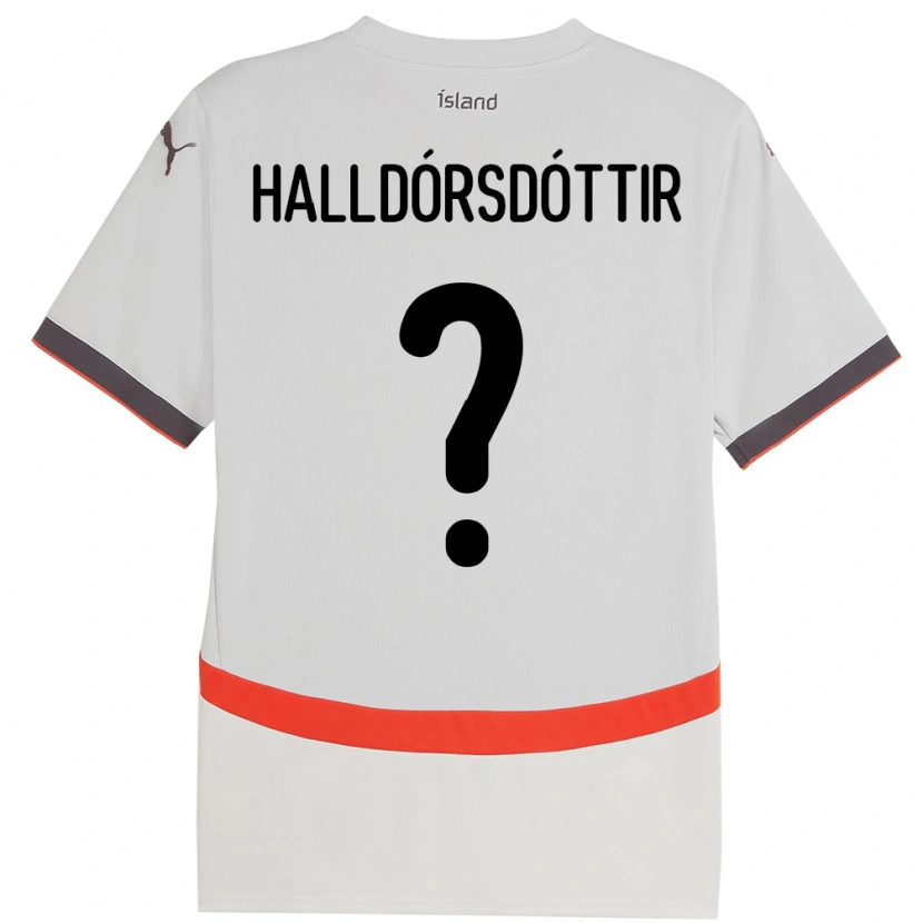 Danxen Børn Island Ásdís Karen Halldórsdóttir #0 Hvid Udebane Spillertrøjer 24-26 Trøje T-Shirt