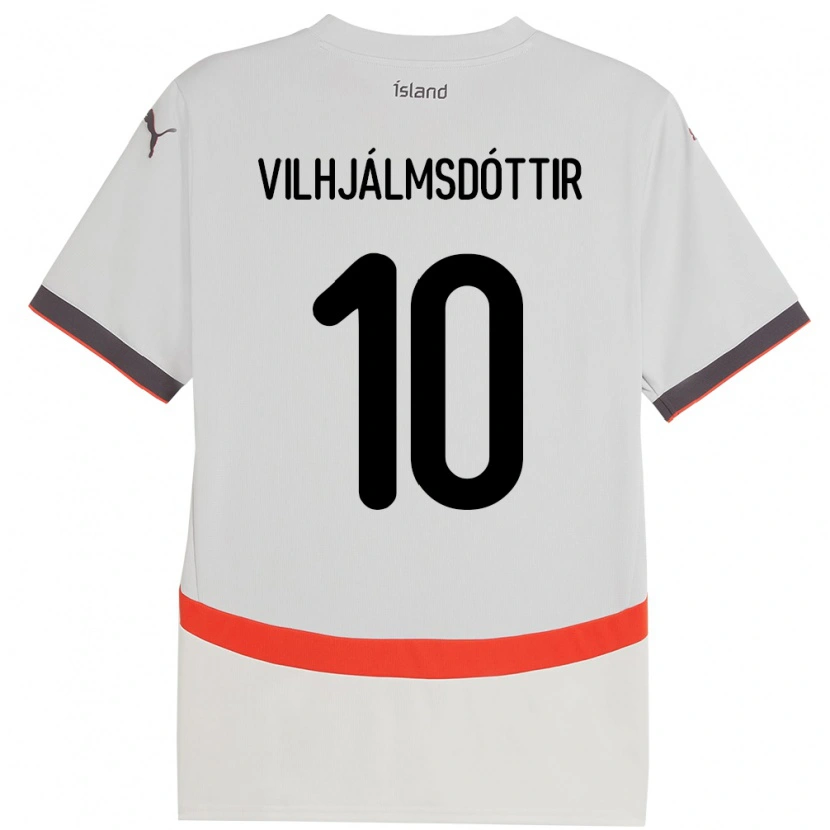 Danxen Børn Island Karólína Lea Vilhjálmsdóttir #10 Hvid Udebane Spillertrøjer 24-26 Trøje T-Shirt