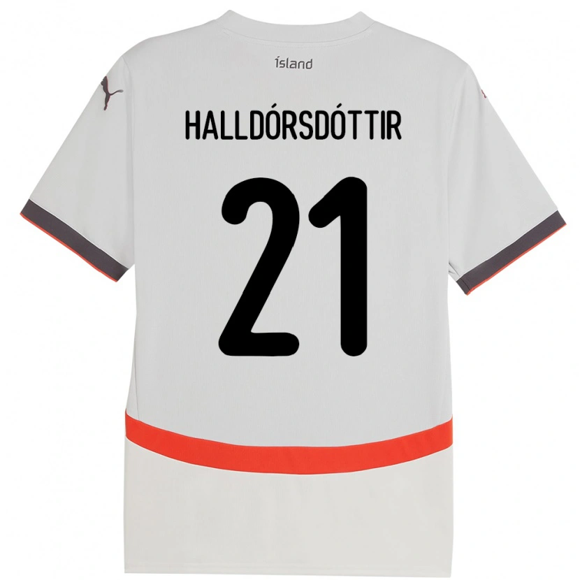 Danxen Børn Island Hafrún Rakel Halldórsdóttir #21 Hvid Udebane Spillertrøjer 24-26 Trøje T-Shirt