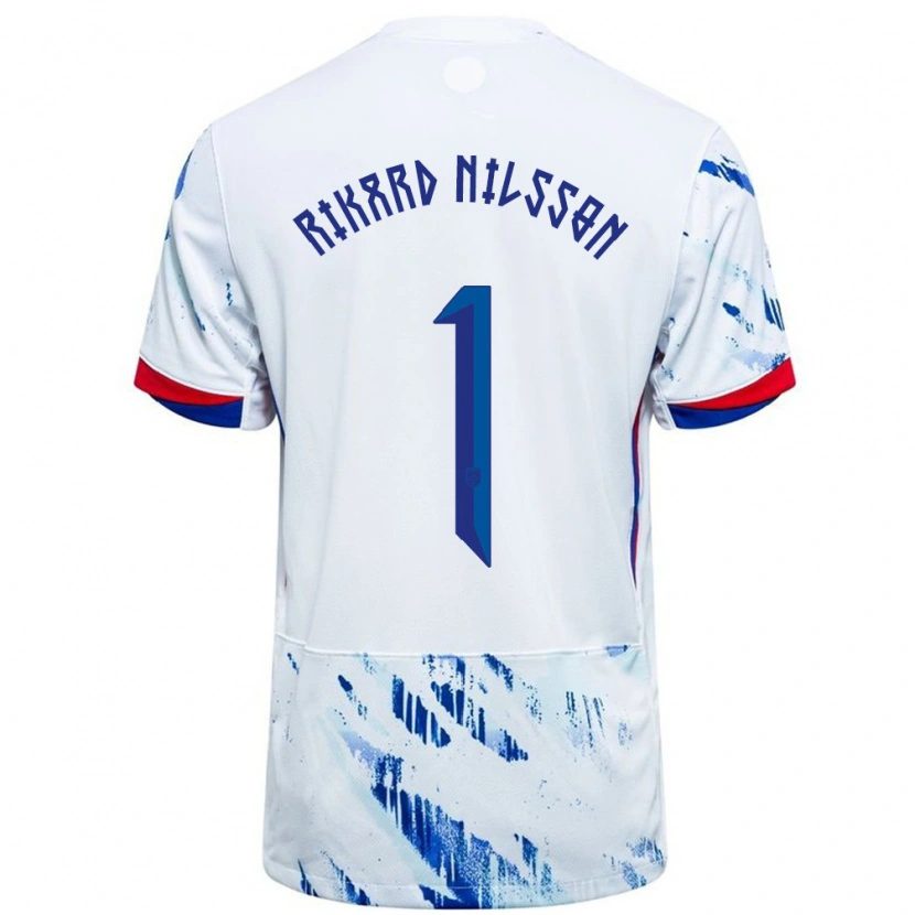 Danxen Børn Norge Oskar Rikard Nilsson #1 Hvid Blå Udebane Spillertrøjer 24-26 Trøje T-Shirt