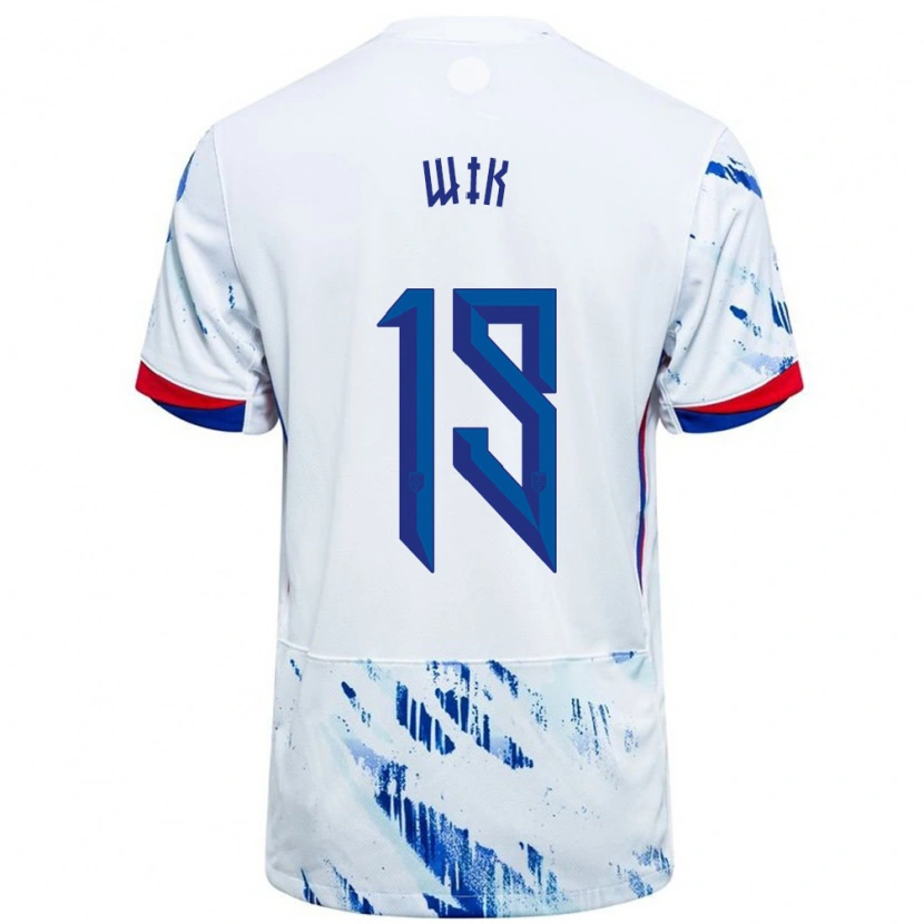 Danxen Børn Norge Nicholas Wik #19 Hvid Blå Udebane Spillertrøjer 24-26 Trøje T-Shirt