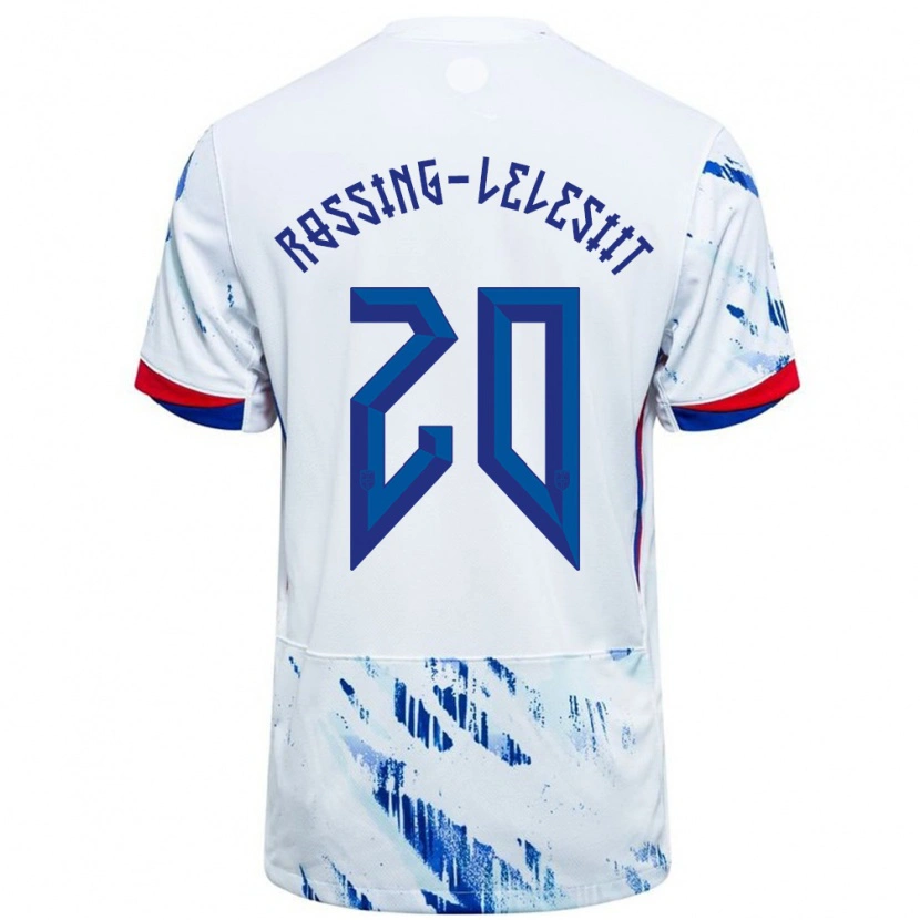 Danxen Børn Norge Alexander Røssing-Lelesiit #20 Hvid Blå Udebane Spillertrøjer 24-26 Trøje T-Shirt