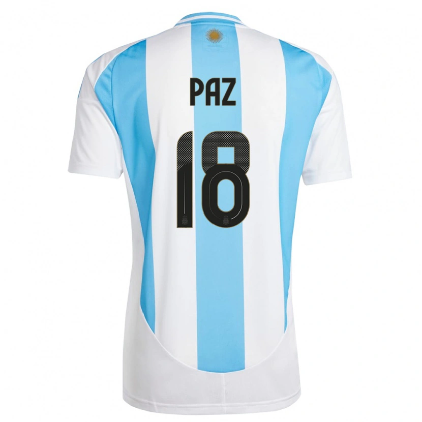 Danxen Mænd Argentina Nico Paz #18 Hvid Blå Hjemmebane Spillertrøjer 24-26 Trøje T-Shirt