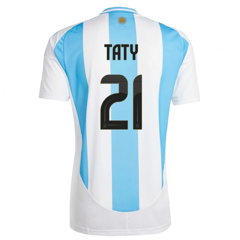 Danxen Mænd Argentina Taty Castellanos #21 Hvid Blå Hjemmebane Spillertrøjer 24-26 Trøje T-Shirt