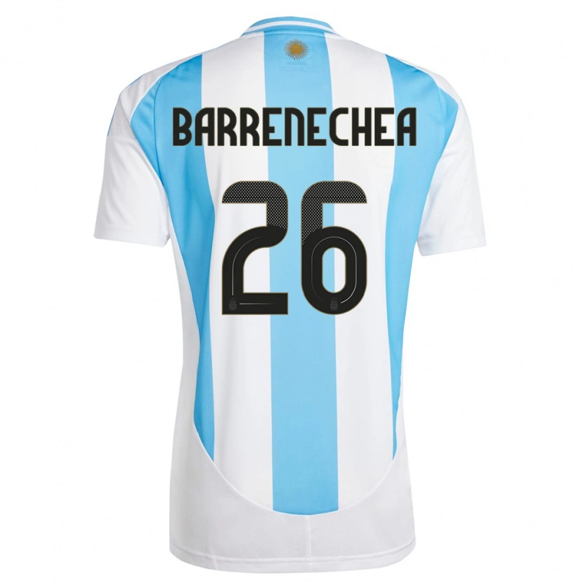 Danxen Mænd Argentina Enzo Barrenechea #26 Hvid Blå Hjemmebane Spillertrøjer 24-26 Trøje T-Shirt