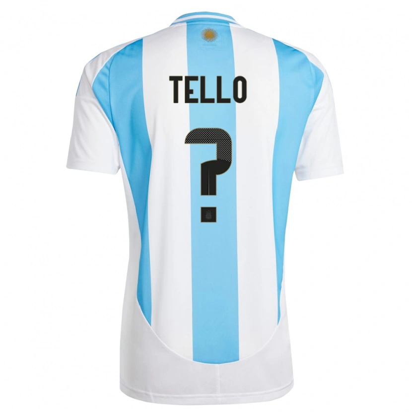 Danxen Mænd Argentina Alejandro Tello #0 Hvid Blå Hjemmebane Spillertrøjer 24-26 Trøje T-Shirt