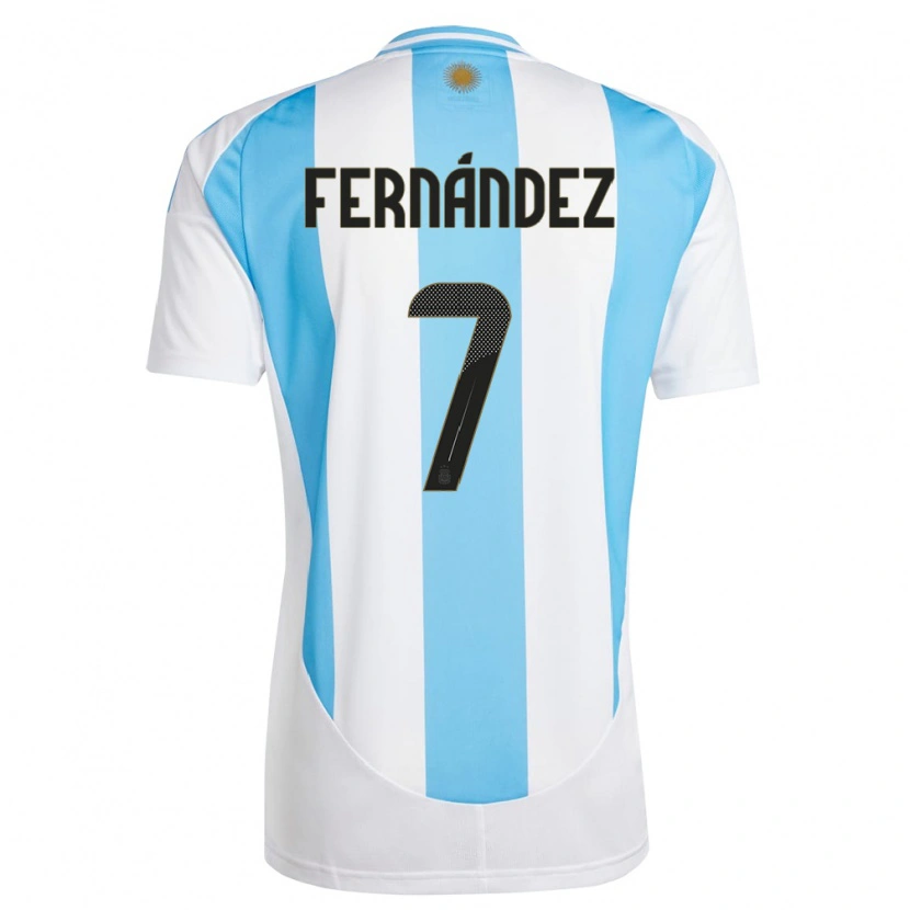 Danxen Mænd Argentina Thiago Fernández #7 Hvid Blå Hjemmebane Spillertrøjer 24-26 Trøje T-Shirt