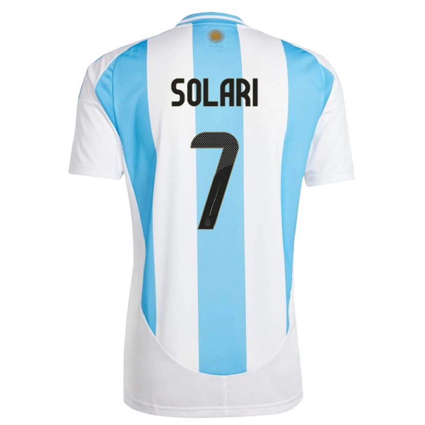 Danxen Mænd Argentina Pablo Solari #7 Hvid Blå Hjemmebane Spillertrøjer 24-26 Trøje T-Shirt