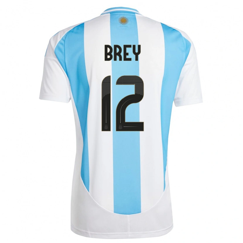 Danxen Mænd Argentina Leandro Brey #12 Hvid Blå Hjemmebane Spillertrøjer 24-26 Trøje T-Shirt