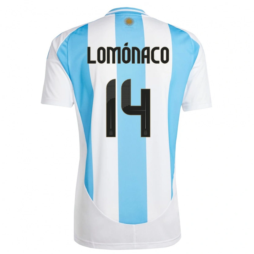 Danxen Mænd Argentina Kevin Lomónaco #14 Hvid Blå Hjemmebane Spillertrøjer 24-26 Trøje T-Shirt