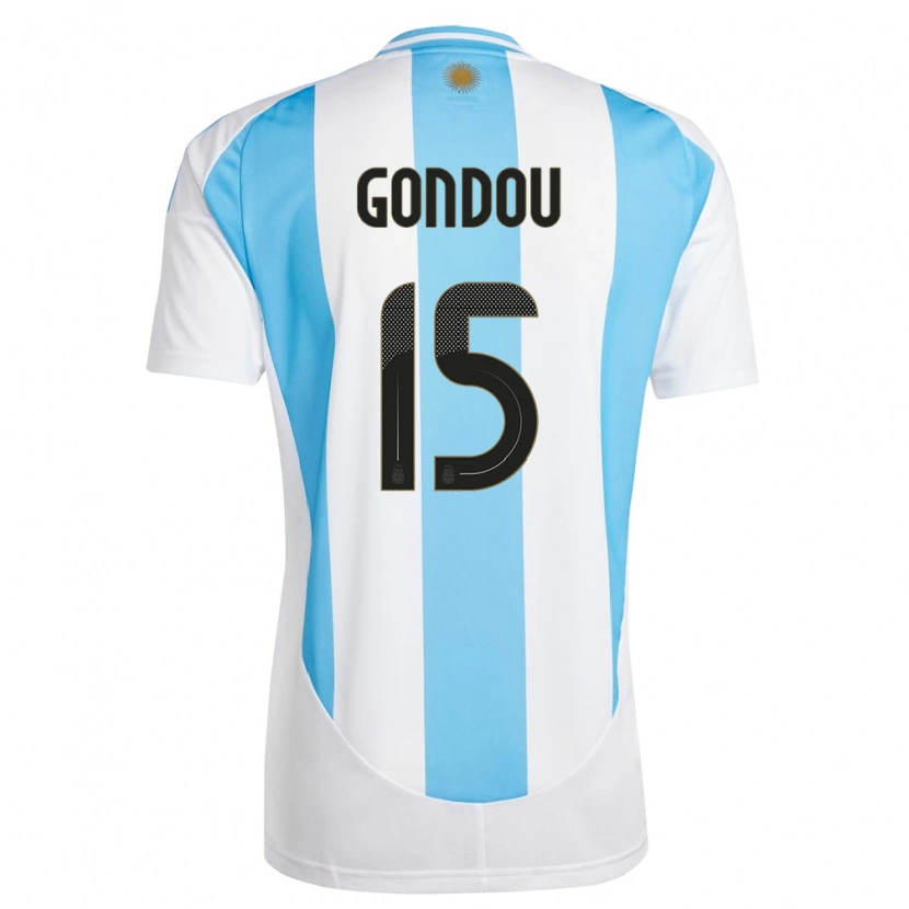 Danxen Mænd Argentina Luciano Gondou #15 Hvid Blå Hjemmebane Spillertrøjer 24-26 Trøje T-Shirt