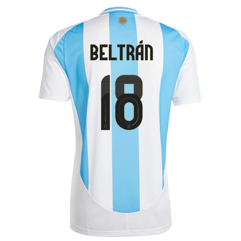 Danxen Mænd Argentina Lucas Beltrán #18 Hvid Blå Hjemmebane Spillertrøjer 24-26 Trøje T-Shirt