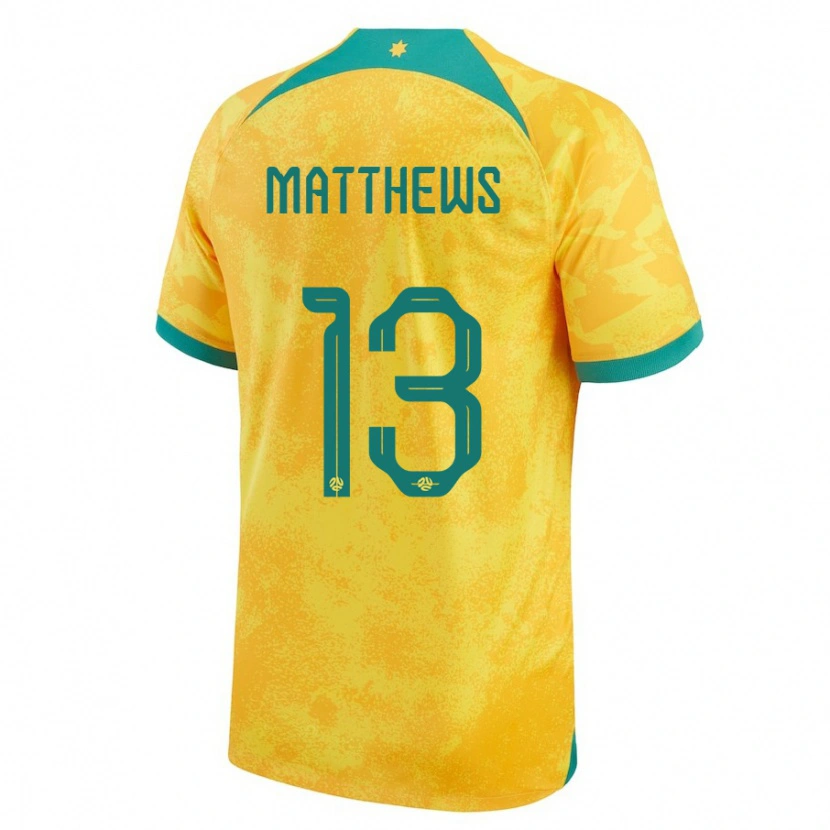 Danxen Mænd Australien Hayden Matthews #13 Gylden Hjemmebane Spillertrøjer 24-26 Trøje T-Shirt