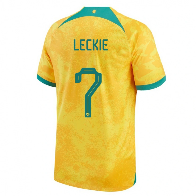 Danxen Mænd Australien Mathew Leckie #7 Gylden Hjemmebane Spillertrøjer 24-26 Trøje T-Shirt