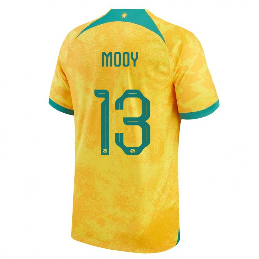 Danxen Mænd Australien Aaron Mooy #13 Gylden Hjemmebane Spillertrøjer 24-26 Trøje T-Shirt