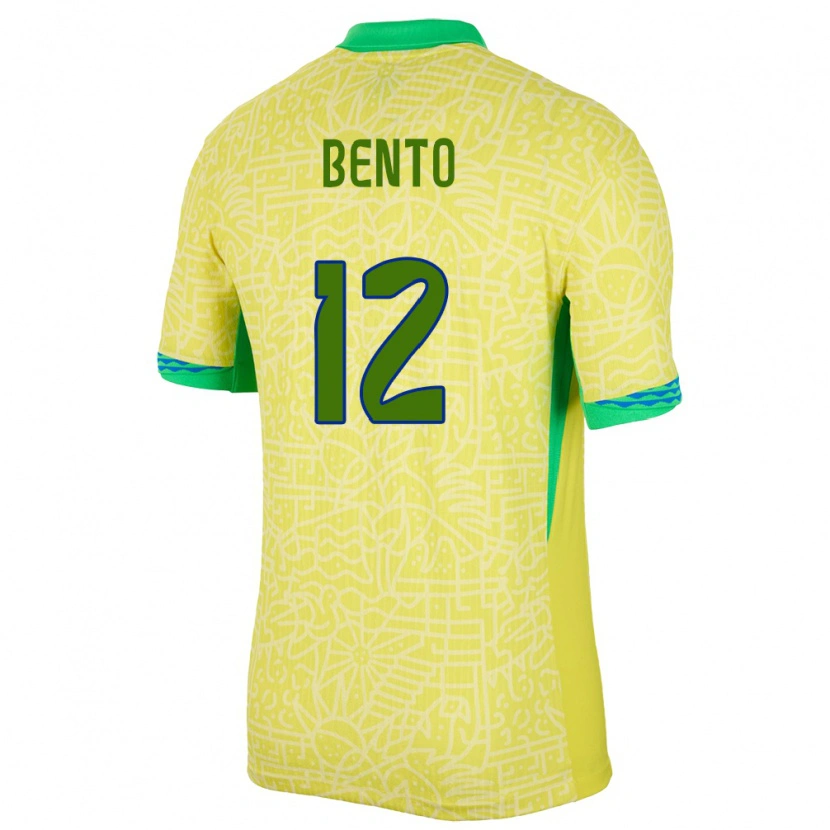 Danxen Mænd Brasilien Bento #12 Gul Hjemmebane Spillertrøjer 24-26 Trøje T-Shirt