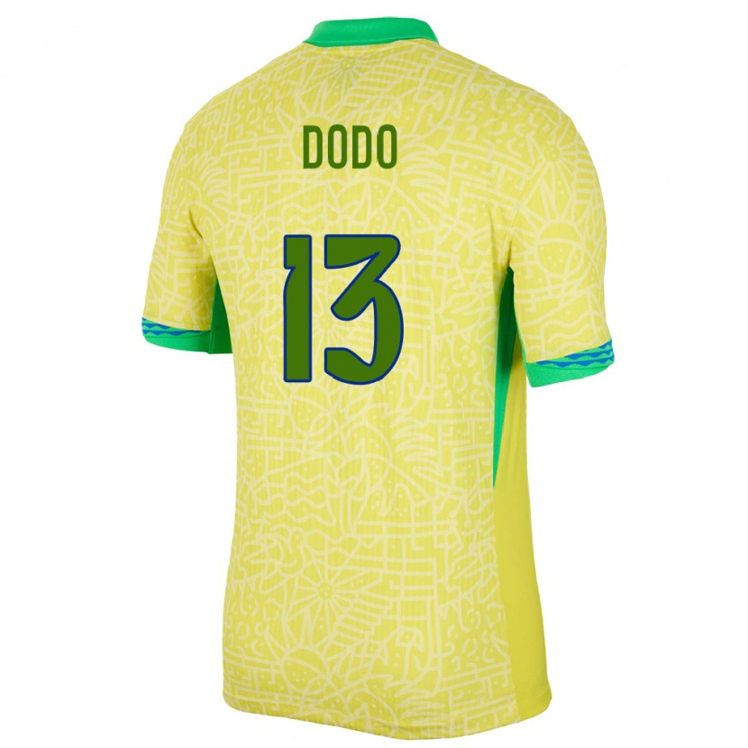 Danxen Mænd Brasilien Dodô #13 Gul Hjemmebane Spillertrøjer 24-26 Trøje T-Shirt