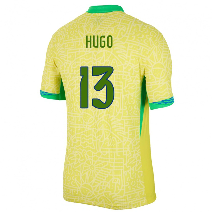 Danxen Mænd Brasilien Vitor Hugo #13 Gul Hjemmebane Spillertrøjer 24-26 Trøje T-Shirt