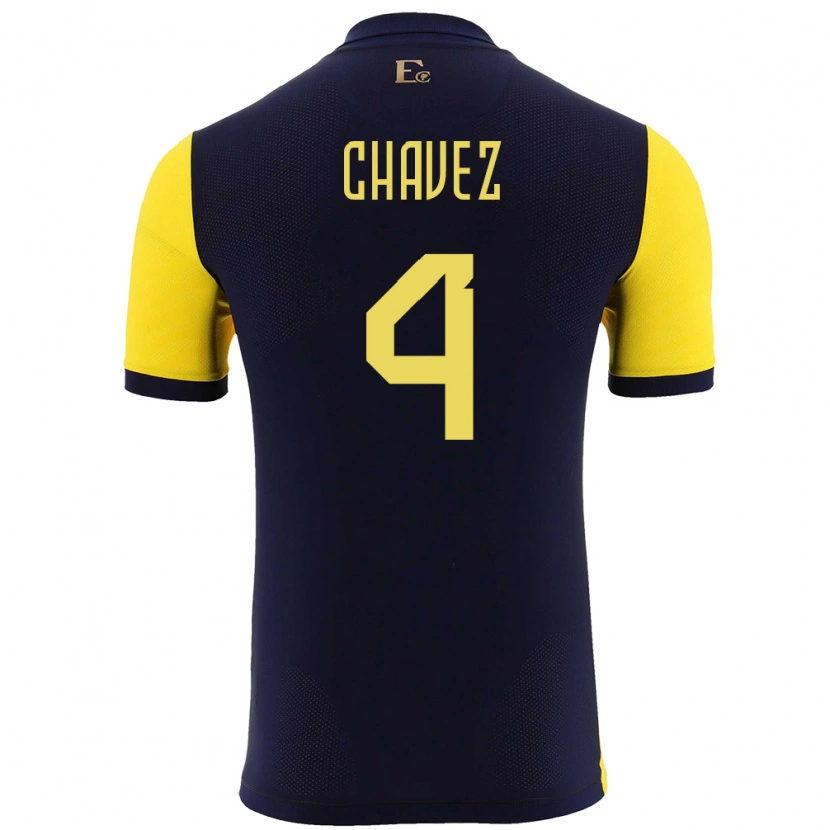 Danxen Mænd Ecuador Jhoanner Chávez #4 Gul Hjemmebane Spillertrøjer 24-26 Trøje T-Shirt