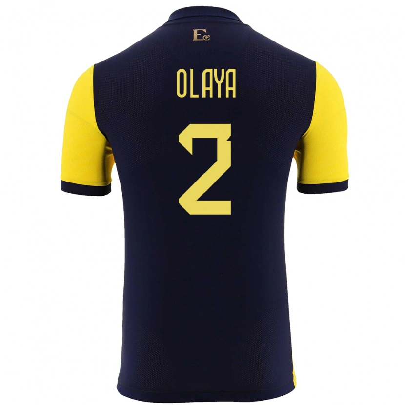 Danxen Mænd Ecuador Virgilio Olaya #2 Gul Hjemmebane Spillertrøjer 24-26 Trøje T-Shirt