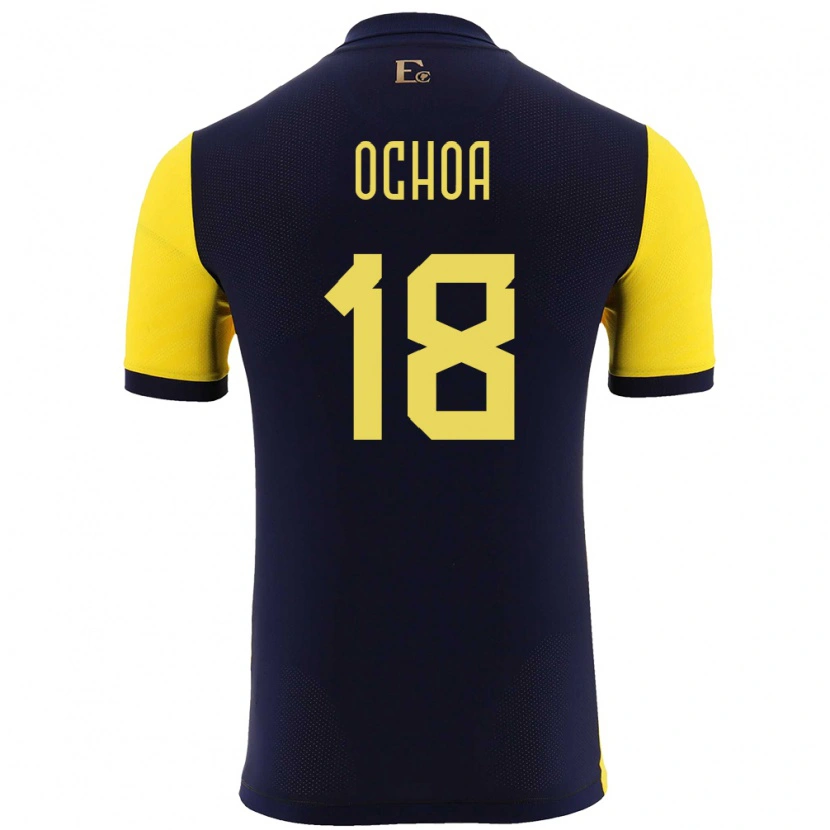 Danxen Mænd Ecuador Youri Ochoa #18 Gul Hjemmebane Spillertrøjer 24-26 Trøje T-Shirt