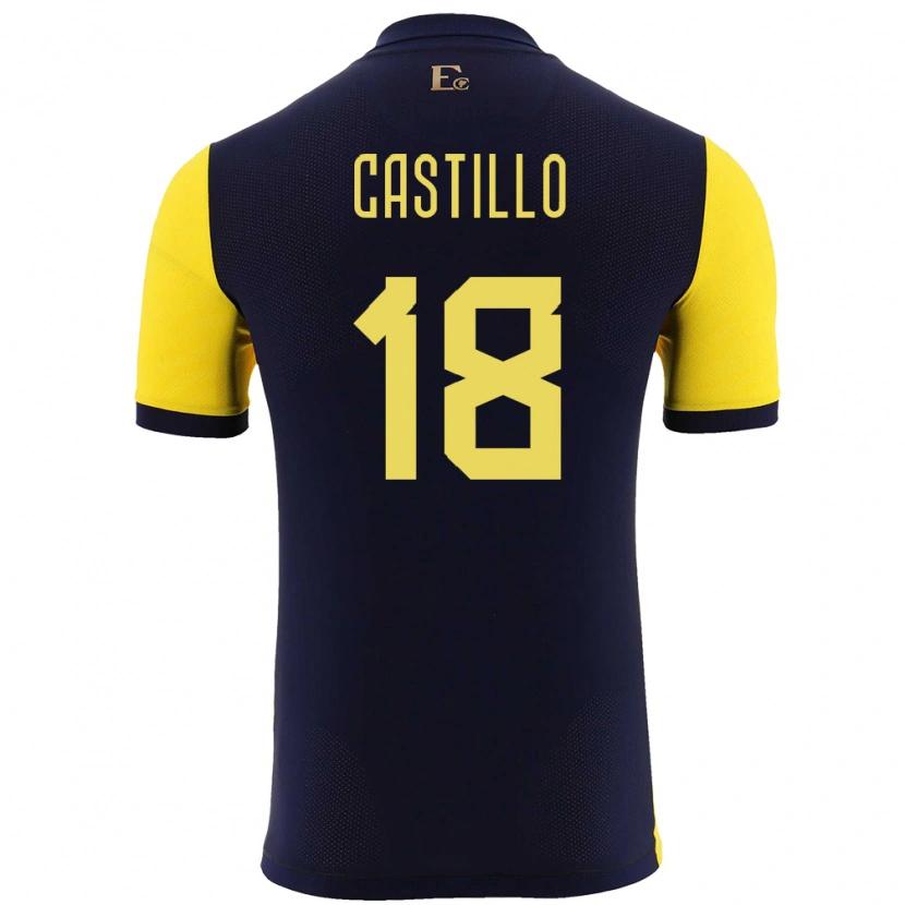 Danxen Mænd Ecuador Ederson Castillo #18 Gul Hjemmebane Spillertrøjer 24-26 Trøje T-Shirt