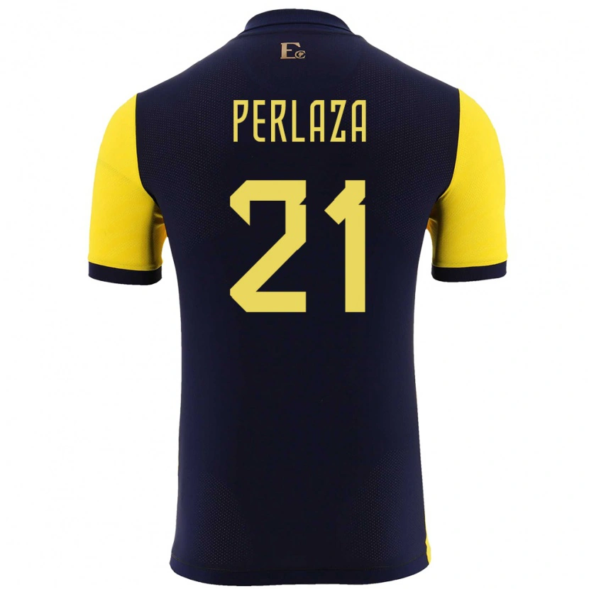 Danxen Mænd Ecuador Ronald Perlaza #21 Gul Hjemmebane Spillertrøjer 24-26 Trøje T-Shirt