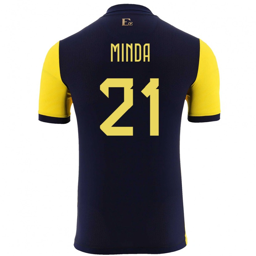 Danxen Mænd Ecuador Jhosué Minda #21 Gul Hjemmebane Spillertrøjer 24-26 Trøje T-Shirt