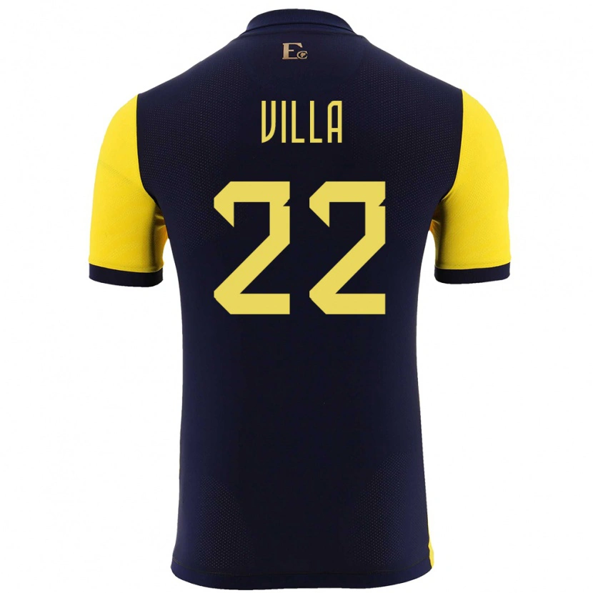 Danxen Mænd Ecuador Alexis Villa #22 Gul Hjemmebane Spillertrøjer 24-26 Trøje T-Shirt