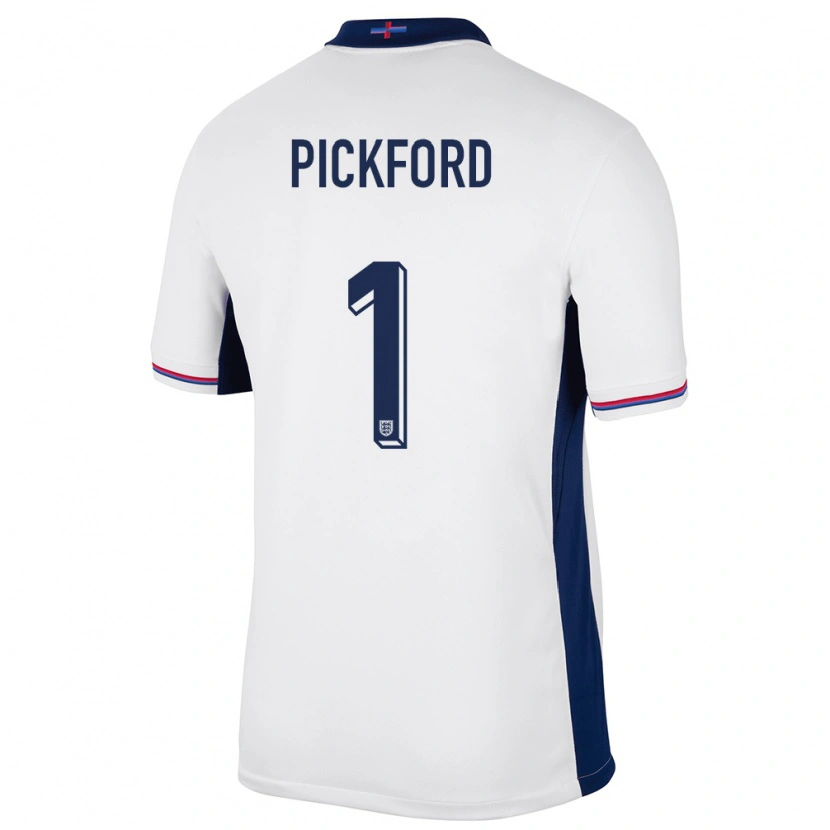 Danxen Mænd England Jordan Pickford #1 Hvid Hjemmebane Spillertrøjer 24-26 Trøje T-Shirt